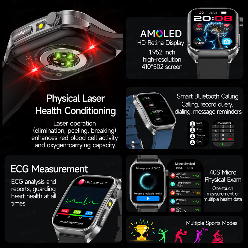 Smart Watch 650nm Dual probe l - Fall Detection Watch บทวิจารณ์และราคา