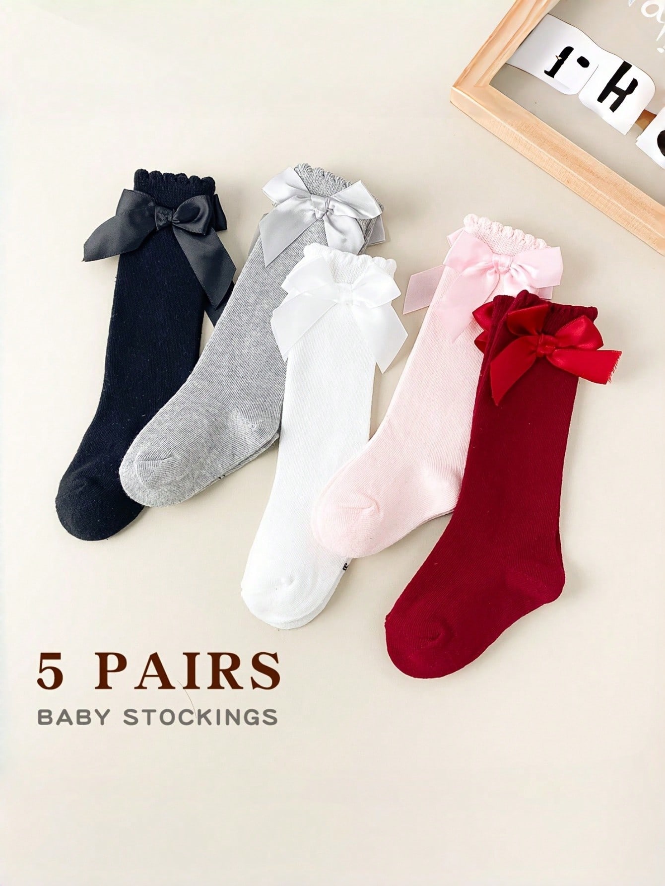 1/5 Pairs Baby Girls Bow Knee  - Baby Sock Oximeter บทวิจารณ์และราคา