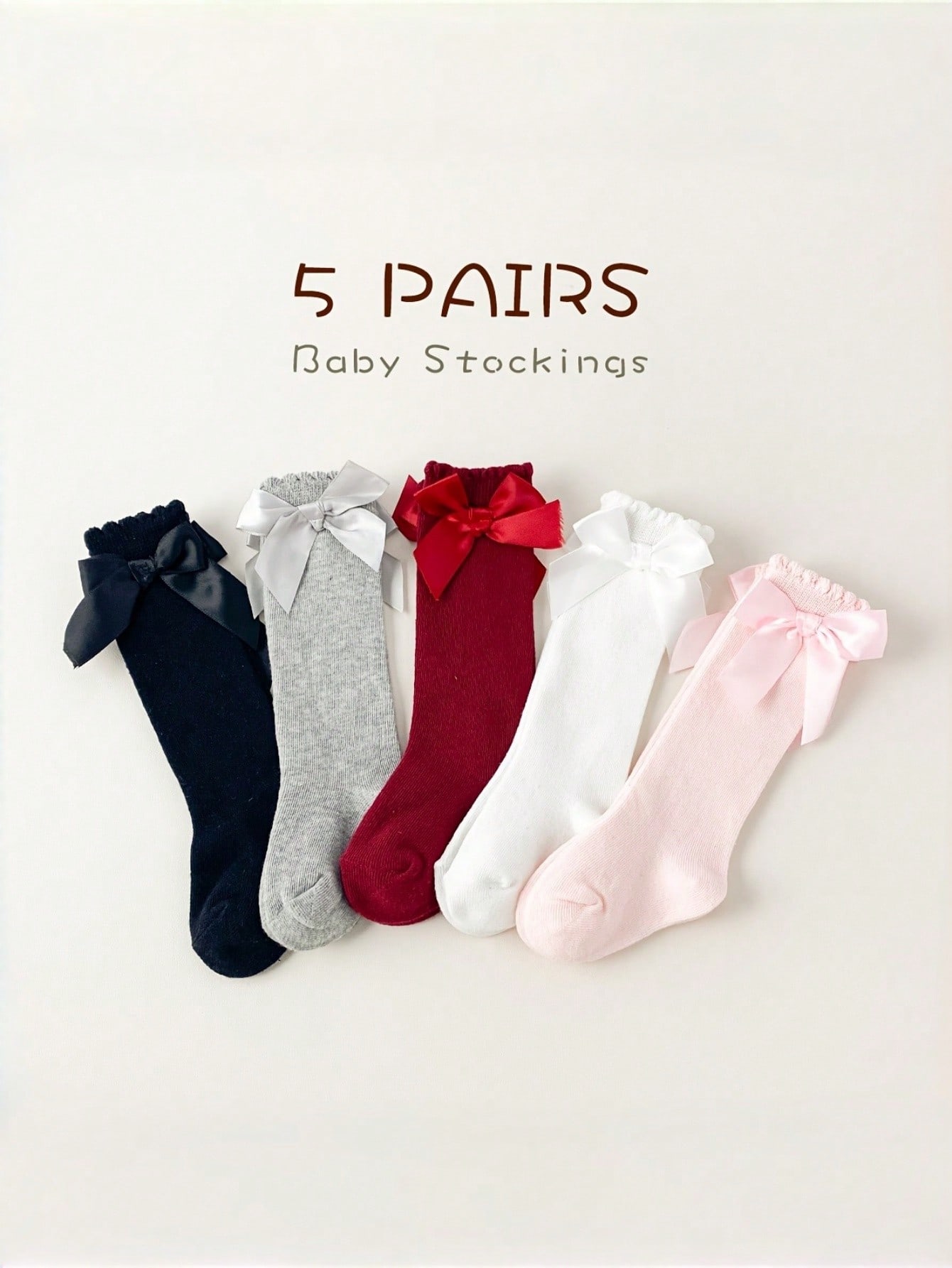 1/5 Pairs Baby Girls Bow Knee  - Baby Sock Oximeter บทวิจารณ์และราคา