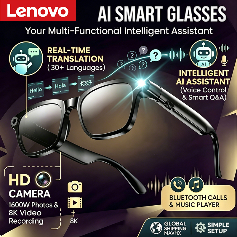 Lenovo 1600MP Camera 8K HD Sma - Smart Glasses Lens บทวิจารณ์และราคา
