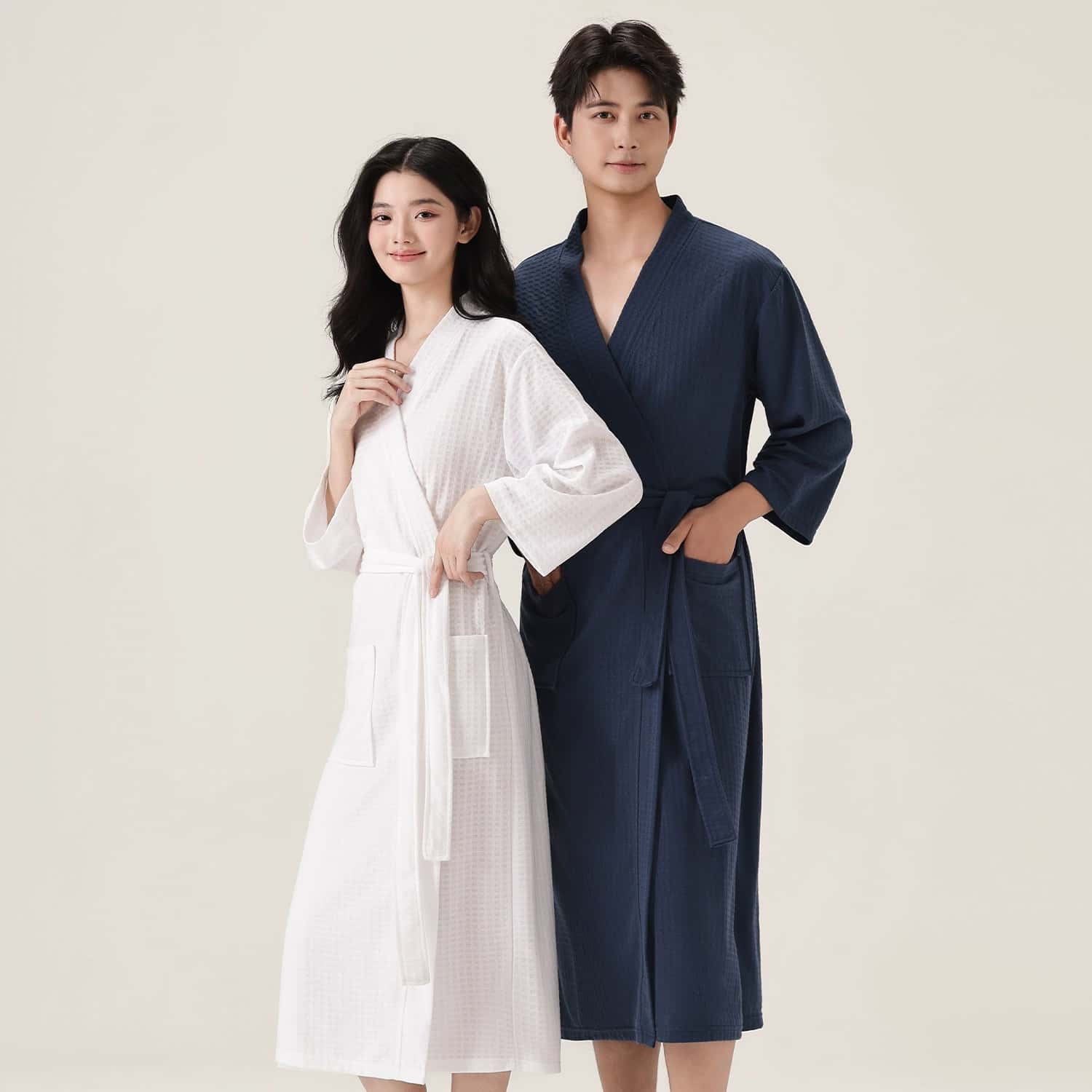 Ins Minimalist Waffle Bath Rob - Smart Knee Wrap บทวิจารณ์และราคา