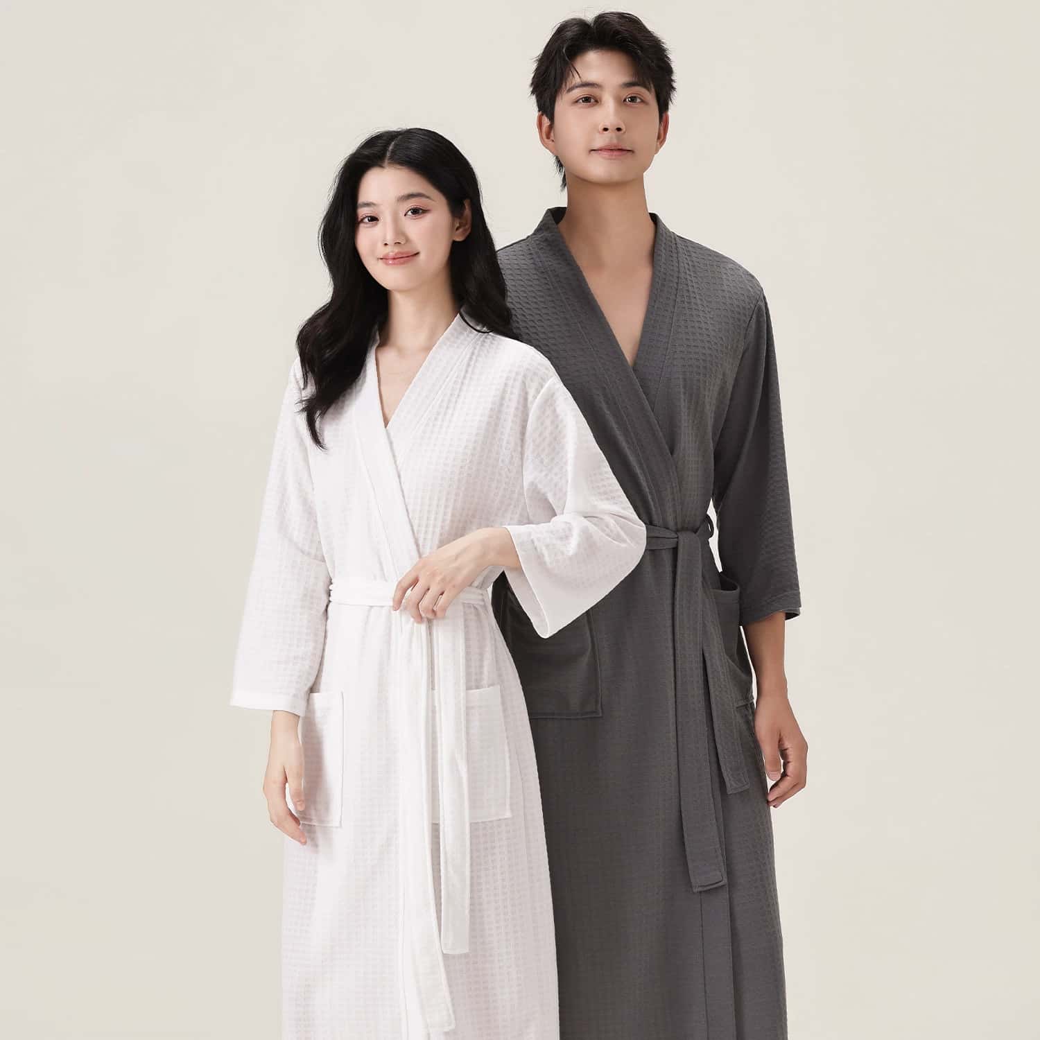 Ins Minimalist Waffle Bath Rob - Smart Knee Wrap บทวิจารณ์และราคา